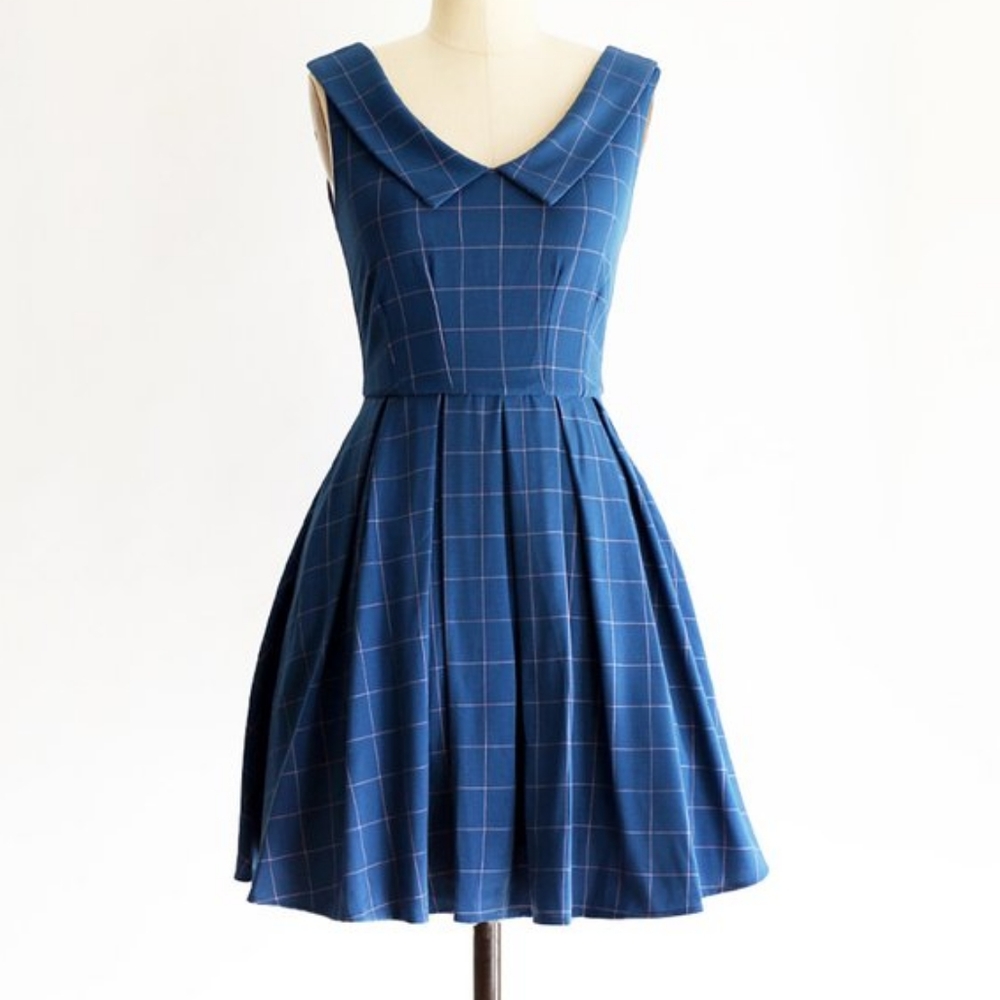 Retro style blue dress, made in LA